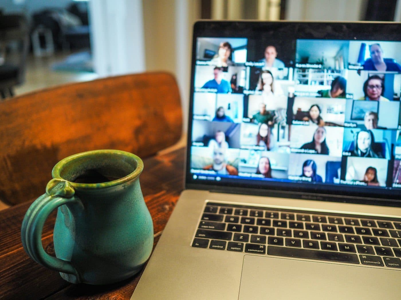 Remote developer on a video call with a distributed US team